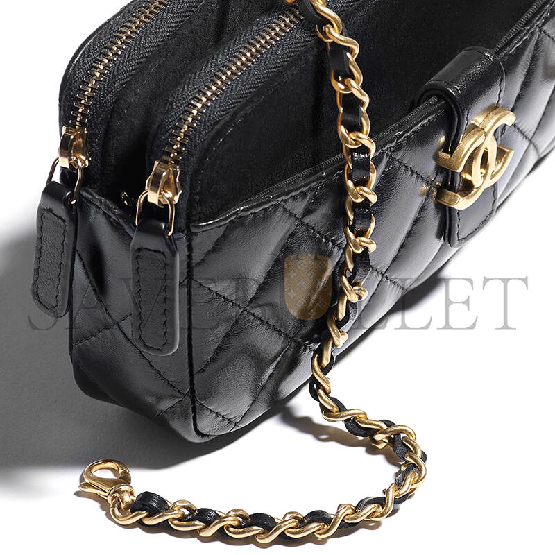 Ch*el zipped phone holder with chain ap4743 b20683 (17.5*10*3cm)